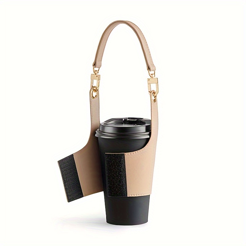 Pu Leather Portable Cup Cover, Insulated Cup Sleeve With Handle - Temu