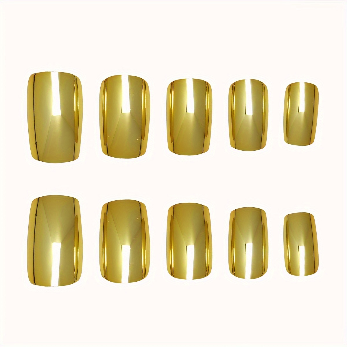 shiny punk style metallic solid color press on false nails chrome fake nails metal plating acrylic medium square reflective mirror nail art tips 24pcs multi choices details 7