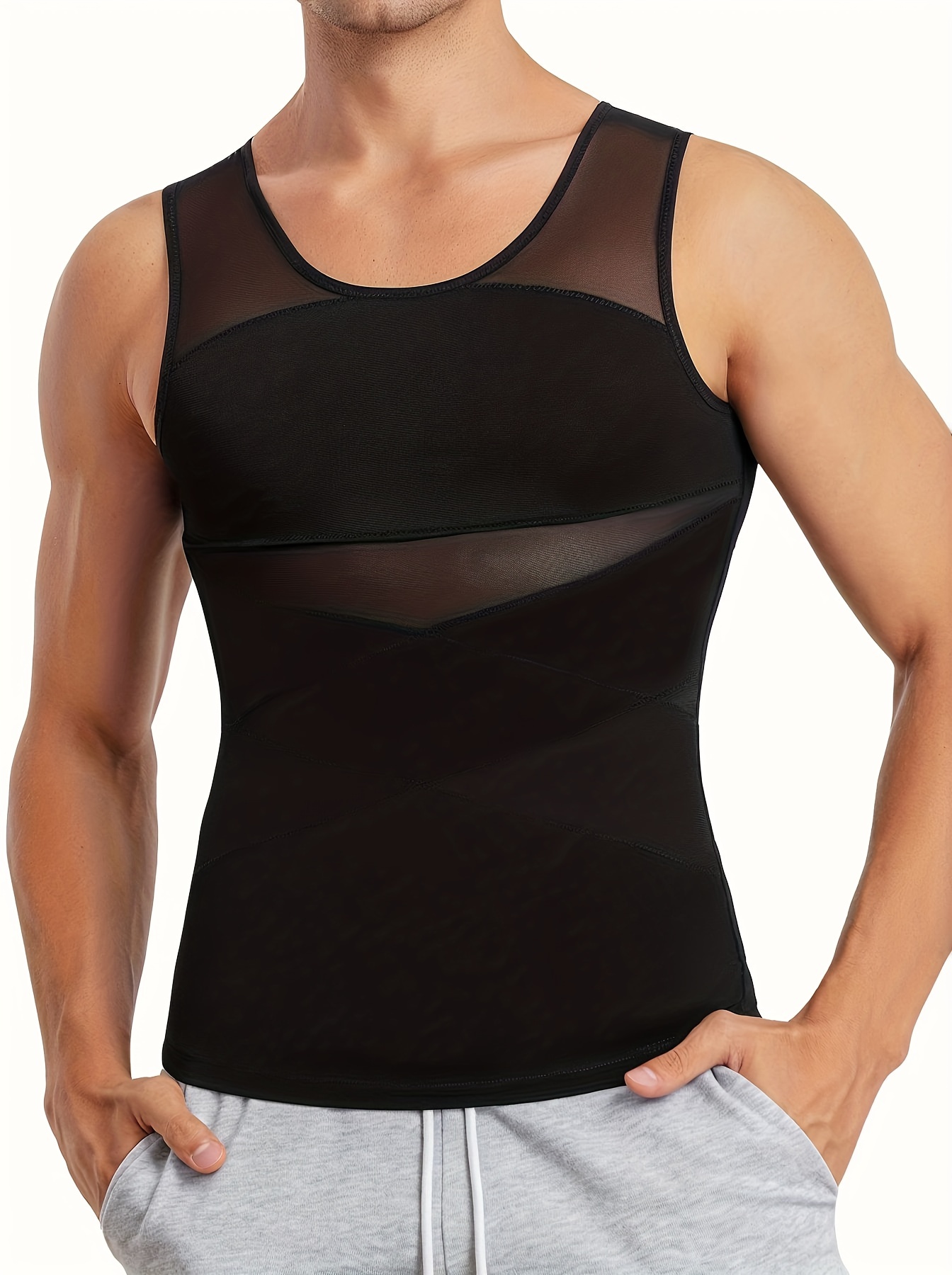 Men Body Shaper Slimming Vest Tight Tank Top Compression Shirt Tummy  Control Underwear Moobs Binder (Black, S) in Dubai - UAE