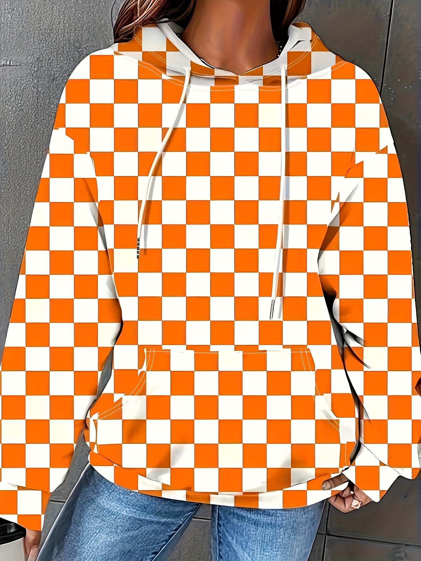 Checkered on sale hoodie women's