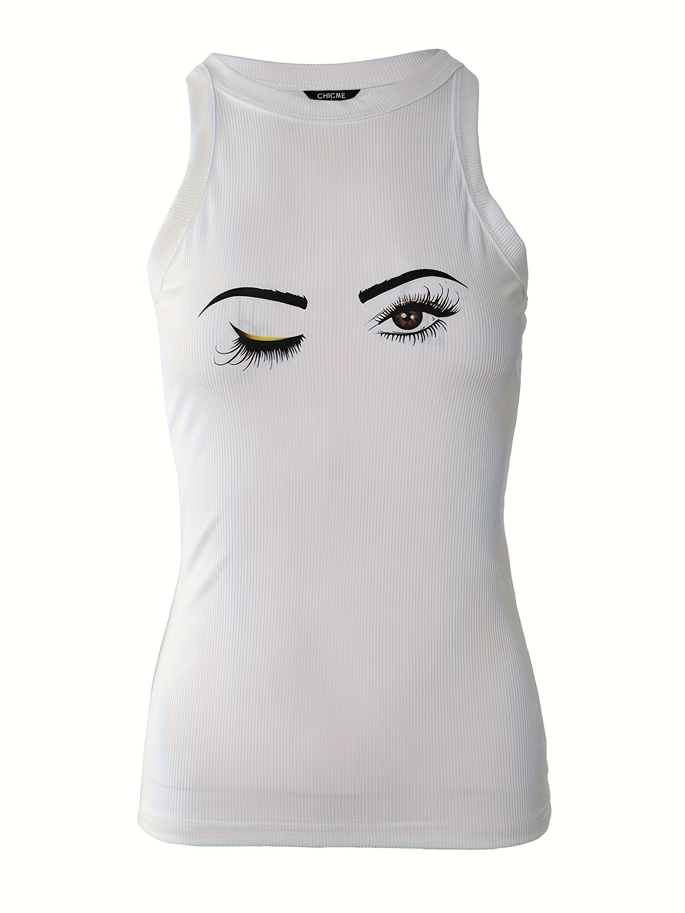 Women's Tank Top Eye Print Lashes Graphic O Neck Tunic Cami - Temu Italy