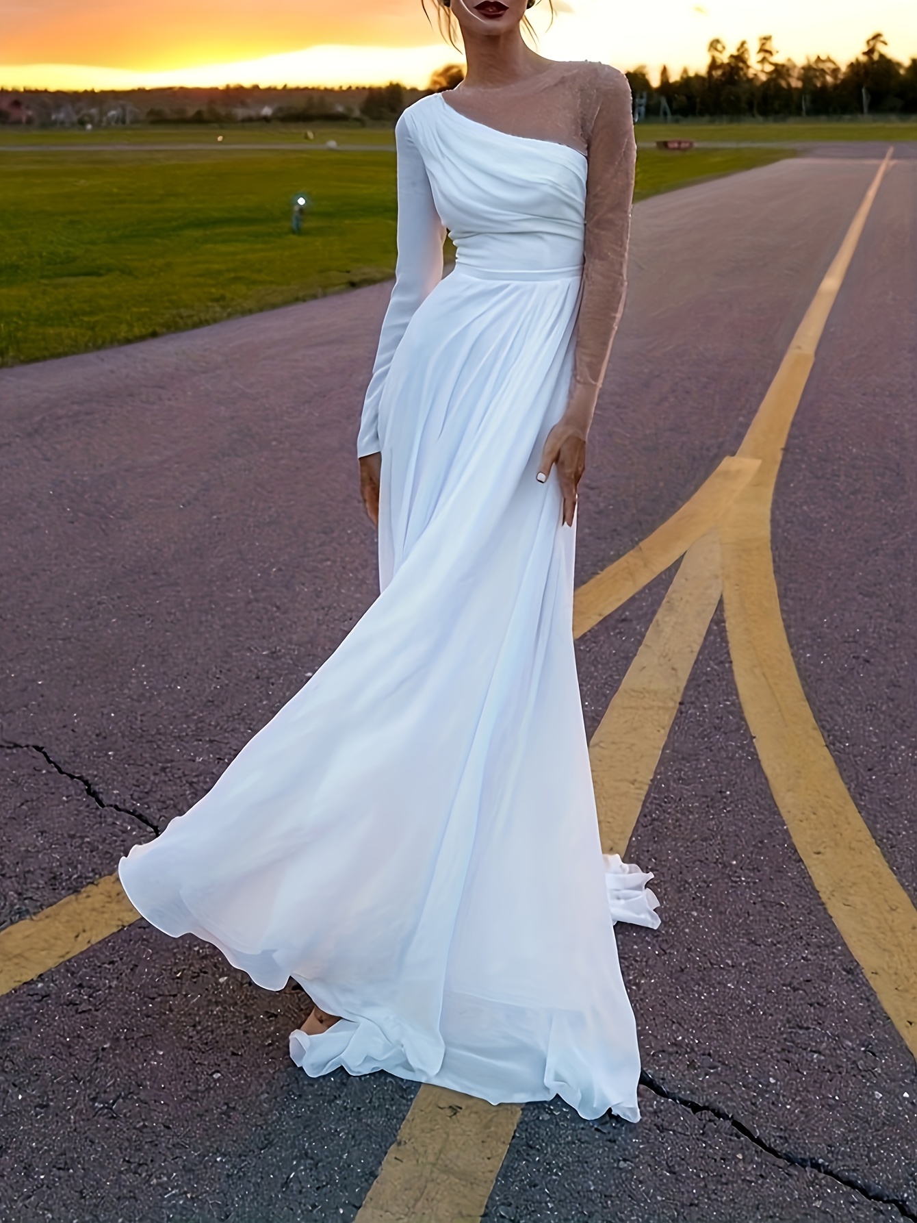 White Mesh Long Sleeve Maxi Dress | Womens | Medium (Available in L) | 100% Polyester | Lulus