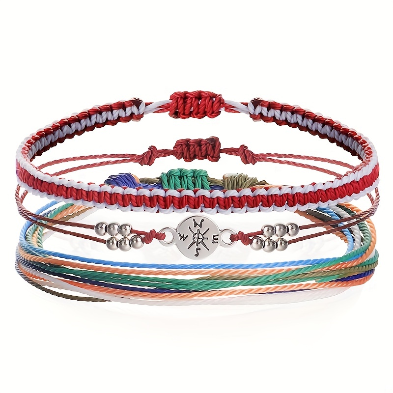 Beach Waterproof Wax Thread Braided Friendship Bracelet Set