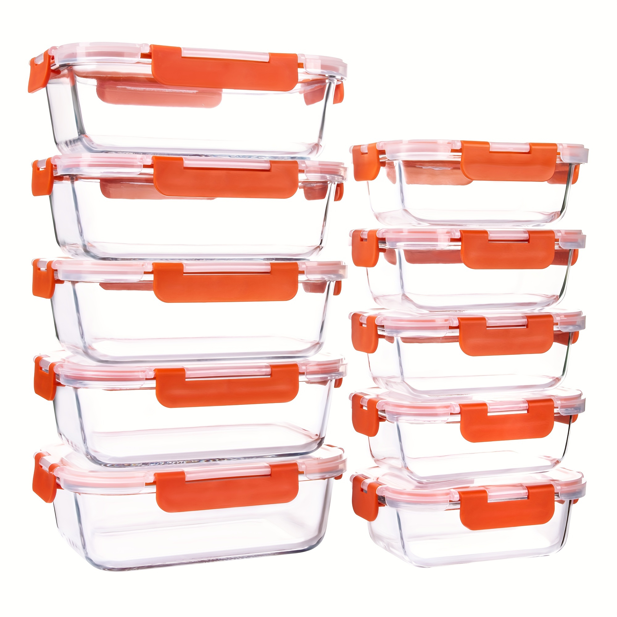 10pcs Set Glass Food Storage Containers Set With Leakproof Airtight Lids,  Glass Meal Prep Containers, Lead-Free, Microwave, Oven, Freezer And Dishwash