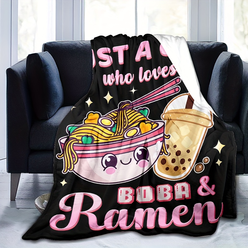 Ramen Boba Blanket Gift Warm Cozy Adorable Throw Blanket - Temu