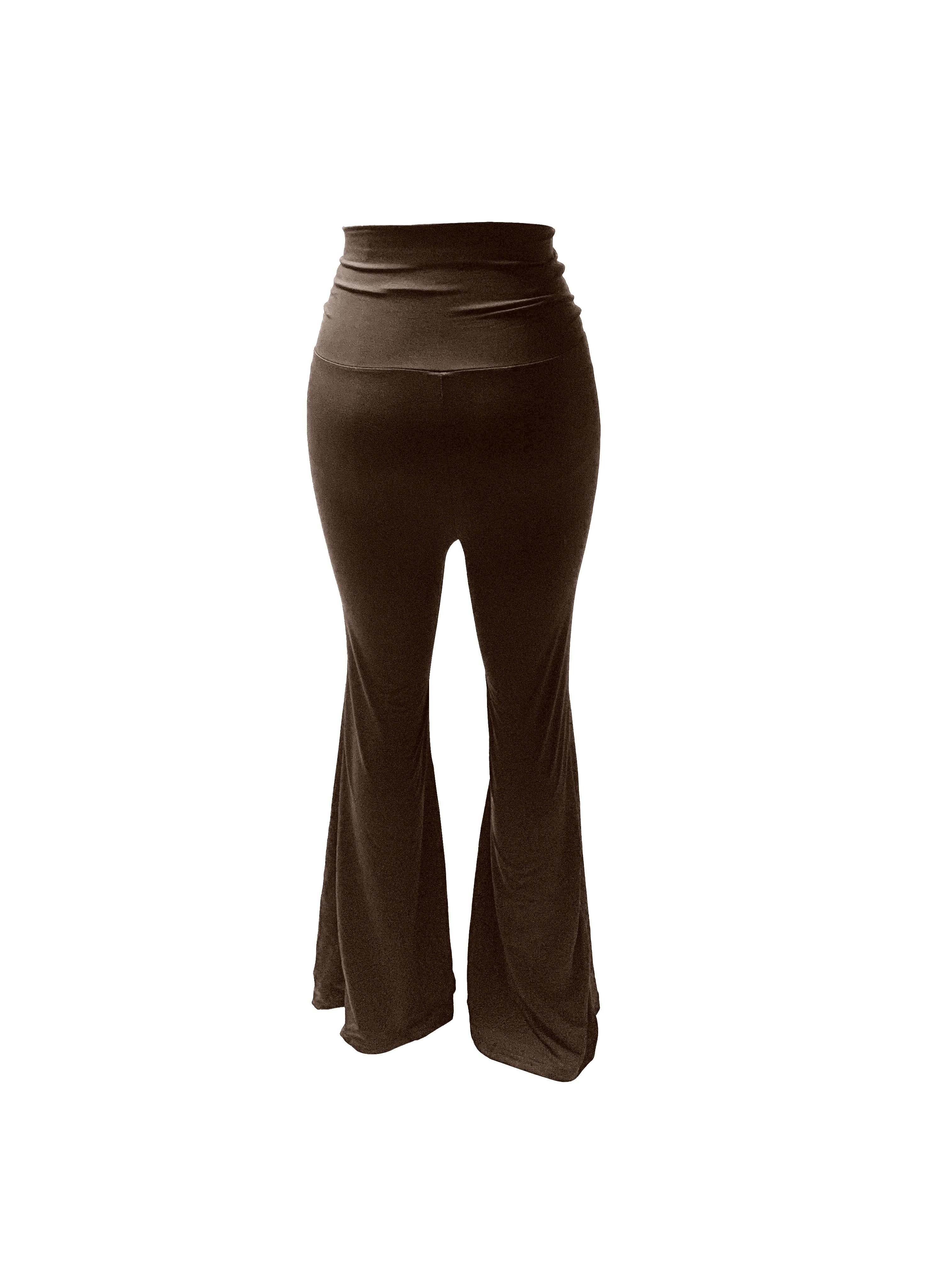 Women's Flare Leg Pants Cut Out Yoga Style High Waist Quick Dry Pilates  Dance Pants Dancewear Bottoms Black Brown Sports Activewear Micro-elastic  Slim