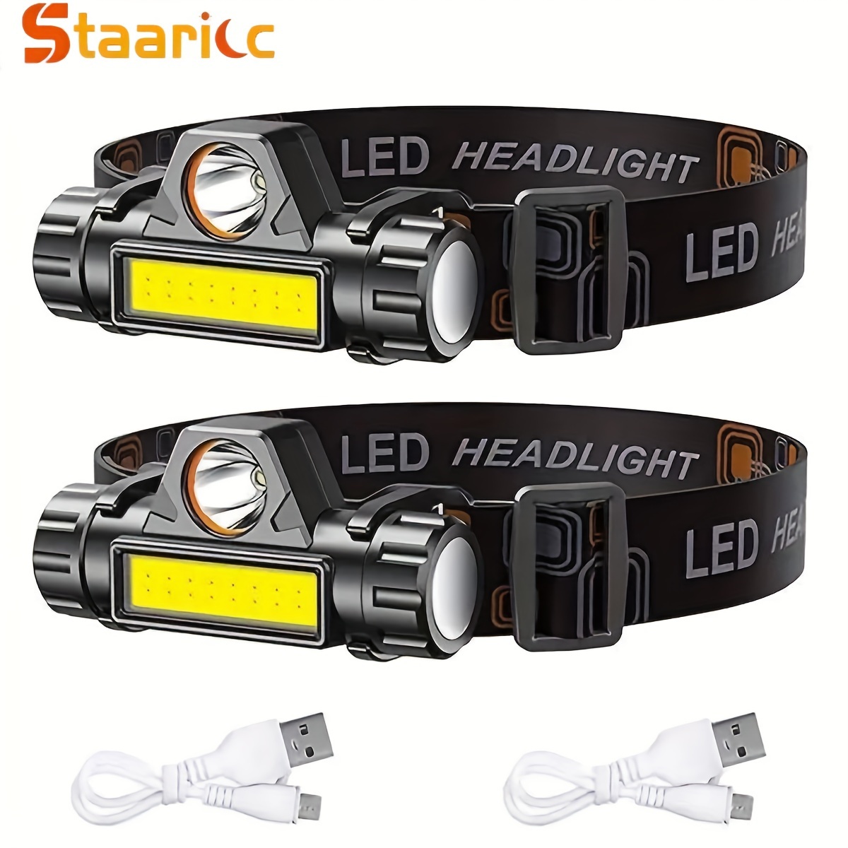 

2pcs Super Bright Rechargeable Portable Headlamp, With Magnetic Powerful Led/cob Flashlight, For Outdoor Camping, Fishing, Hiking, Emergency Rescue
