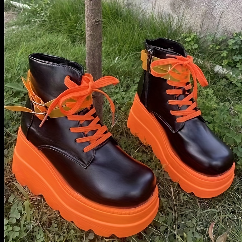 orange platform boots