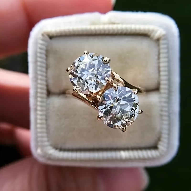 Delicate Setting Double Zirconia Ring for Women