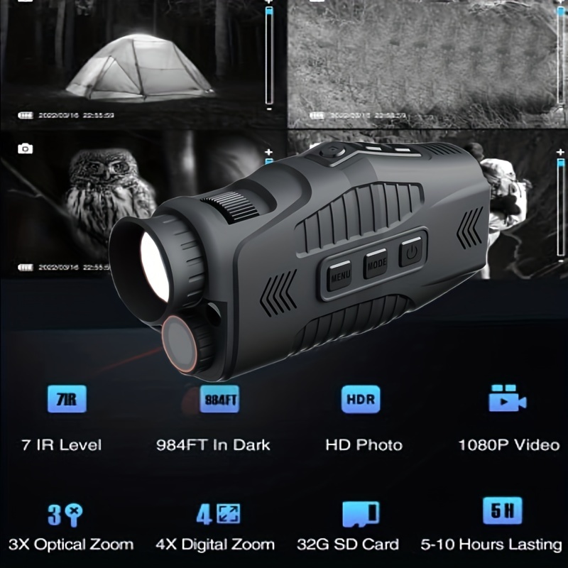 Comprar Dispositivo de visión nocturna infrarroja Monocular R11, 1080p,  Zoom Digital 5X, distancia de visión completamente oscura de 300m para  fotografía nocturna