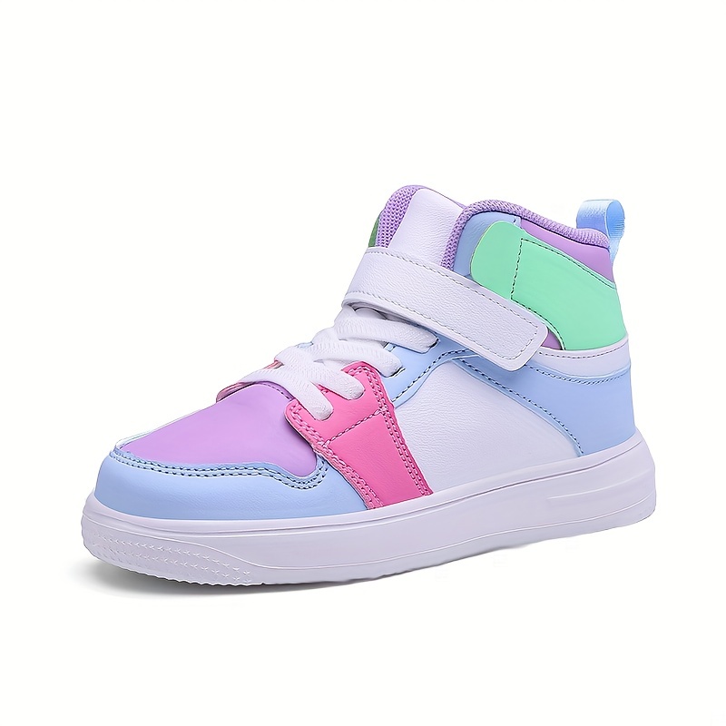 Pink Purple Unicorn Pastel Color Candies High Top Lace Up Sneakers