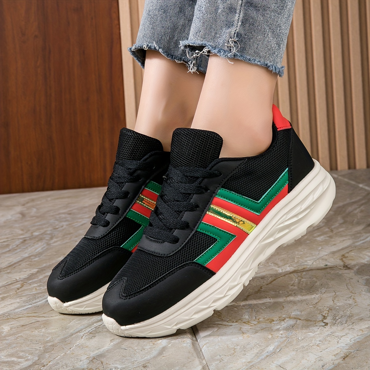 Trendy Mixed Color Low Top Mesh Sneakers For Girls, Breathable Lightweight  Anti Slip Lace Up Sneakers For Outdoor Walking Running, All Seasons - Temu