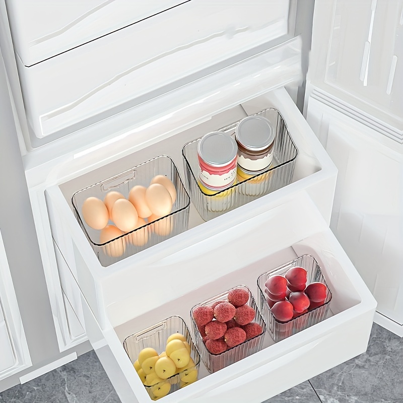 3pcs Refrigerator Storage Box Fresh-keeping Container For Home Kitchen,  Side & Inner Space Saving Freezer Organizer