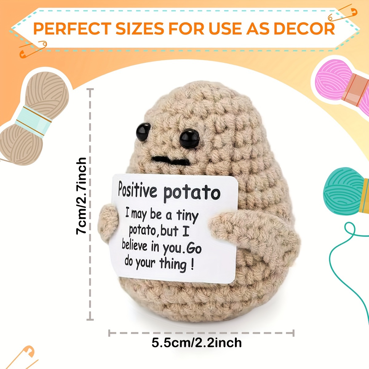 Funny Positive Potato Handmade Crochet Potato Finished Hand Knitted  Handicraft Ornament Car Decor Pendants Kawaii Room Decor - AliExpress