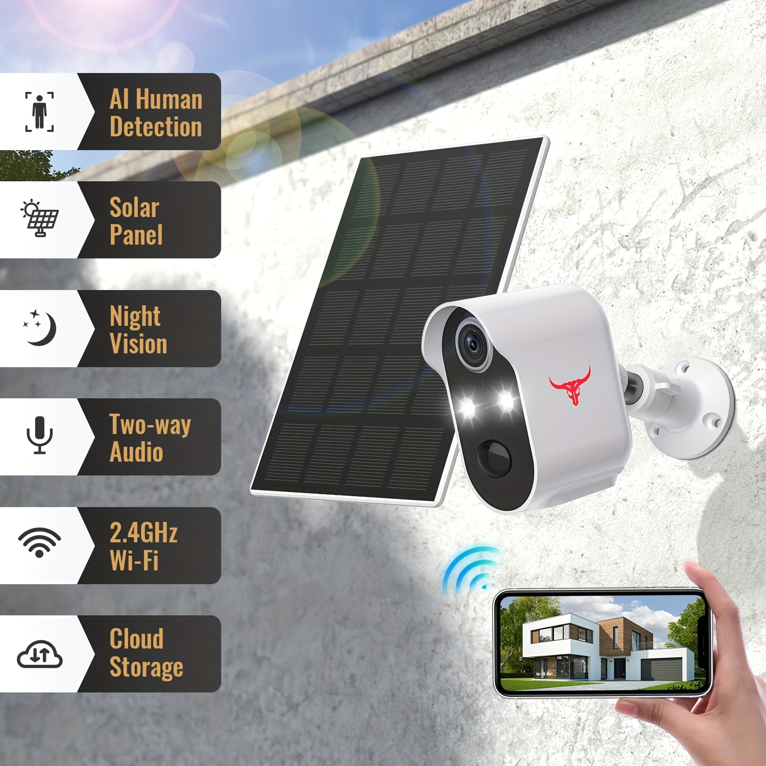 EZVIZ Cámaras de seguridad solares inalámbricas para exteriores, cámara de  2K+ para seguridad del hogar exterior con visión nocturna a color, audio de