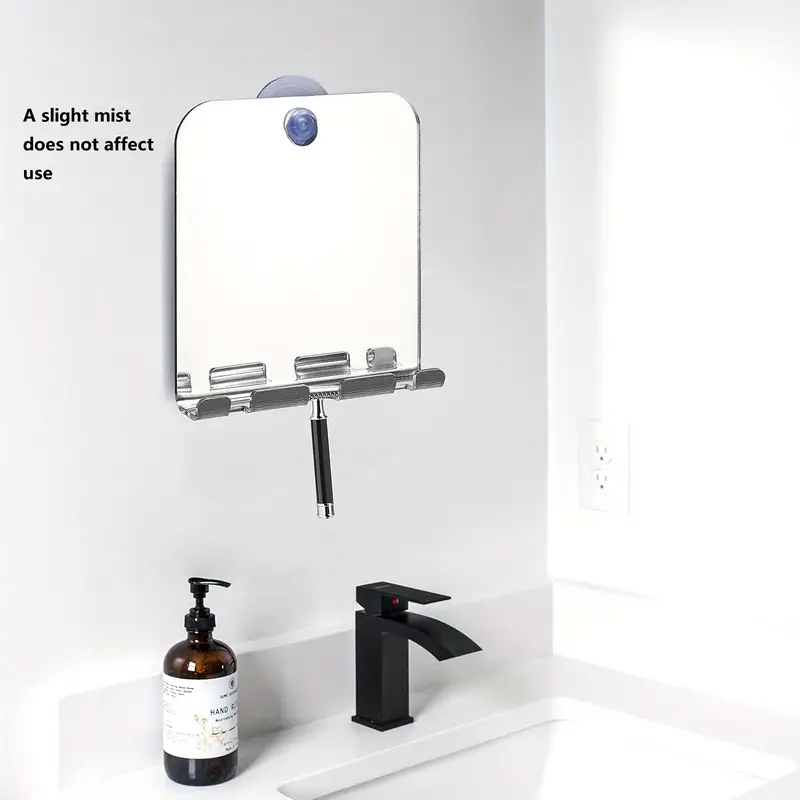 Shower Mirror Fogless For Shaving Wall Hanging Bathroom Mirror Square  Portable Anti Fog Glass Mirror With Shaver Holder, Bathroom Organizer For  Home Travel - Temu