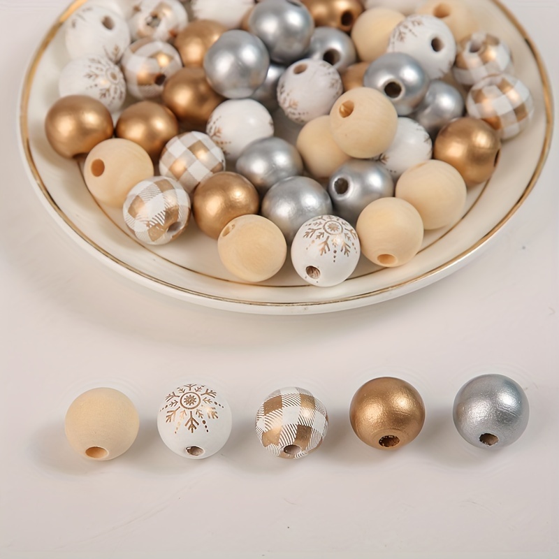 Christmas Wooden Beads For Diy Crafts Colored Wooden Beads - Temu