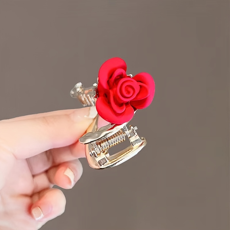 Red Rose Flower Hairpin Twist Clips Rhinestone Violin Hair Clip For Girls  Headwear Womens Fashion Hair Accessories - Jewelry & Accessories - Temu