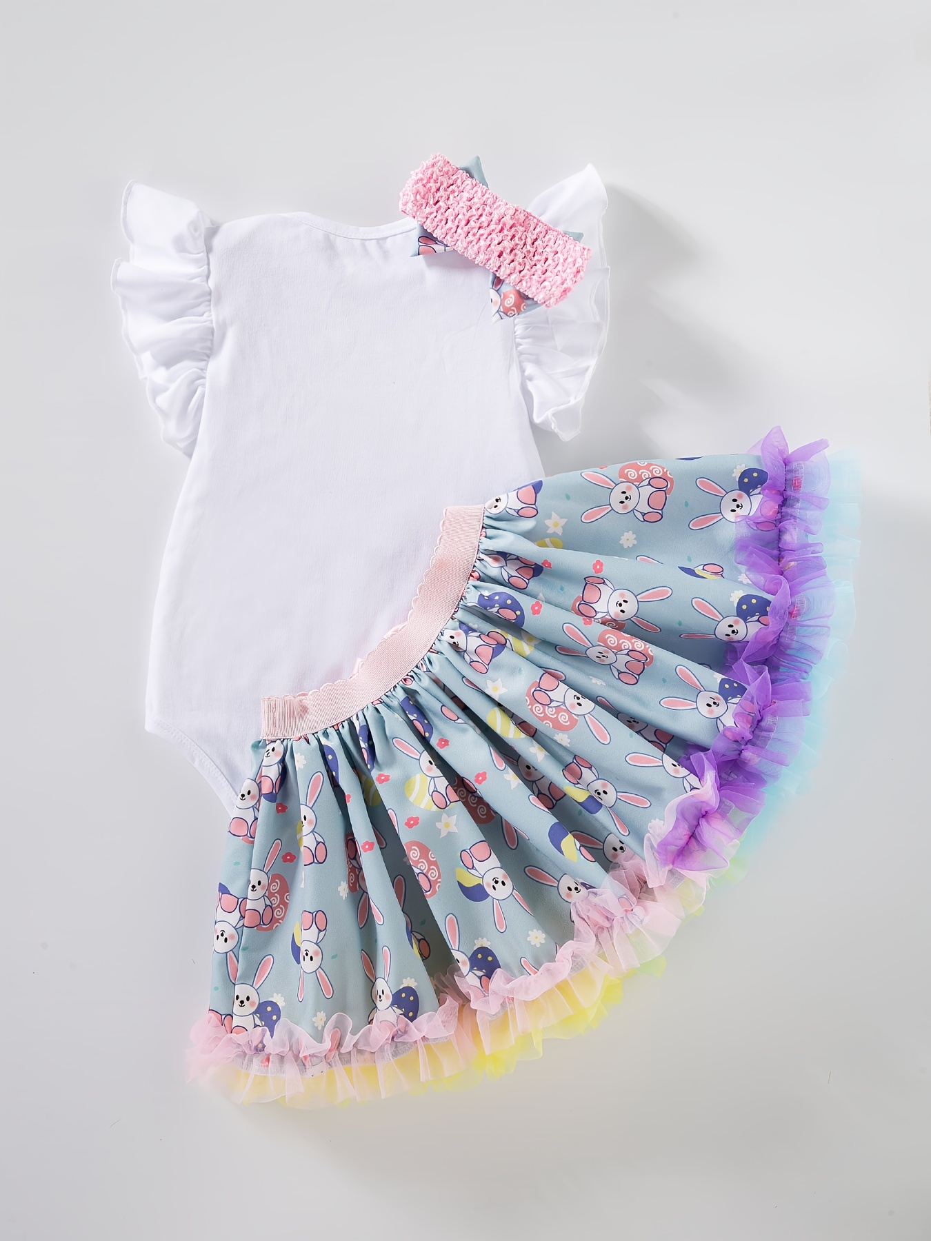 Set Vestito Bambina Pasqua Moda Ricamo A Cartone Animato - Temu Italy