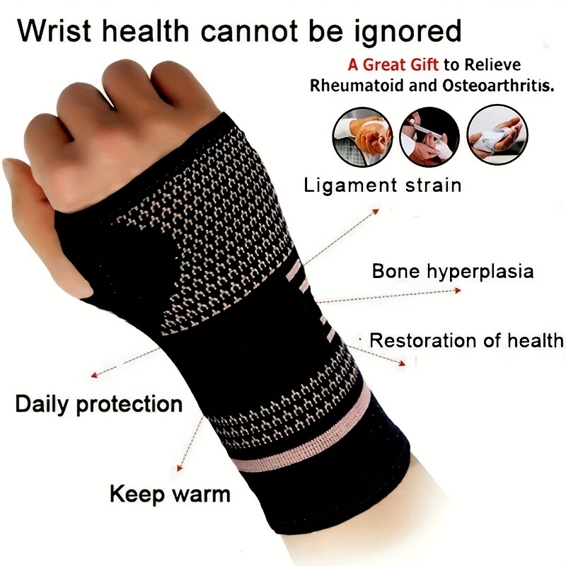 1 2pcs professional lifting wrist straps supportive compression arthritis brace sleeve for sports and fitness elastic palm hand glove details 5