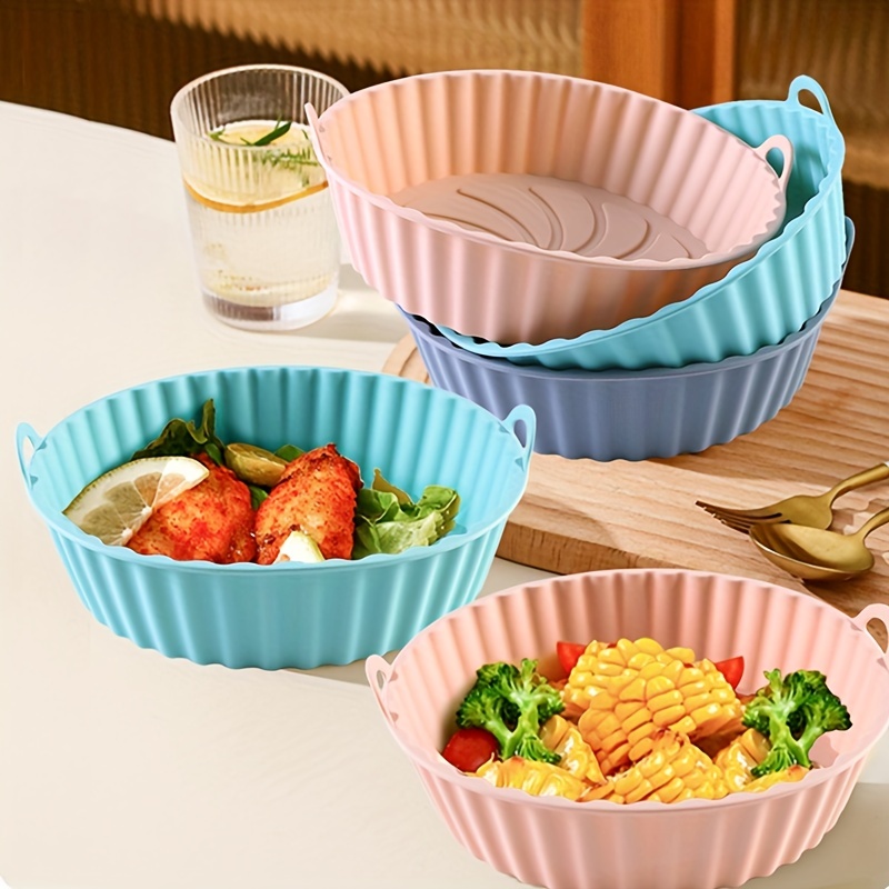 High Temperature Resistant Folding Silicone Air Fryer Basket Baking Pan  Inner Basket Silicone Pot Air Fryer - Temu