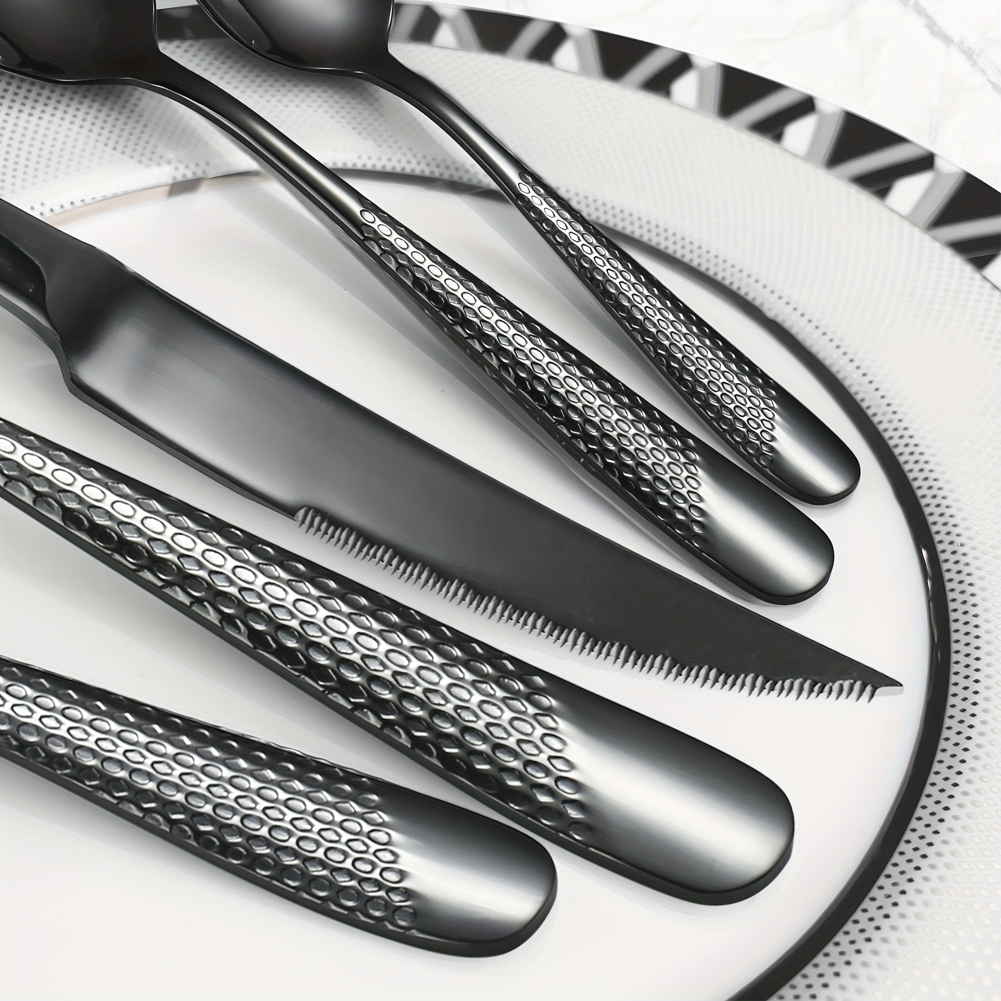 24Pcs Matte Black Silverware Set with Steak Knives Stainless Steel