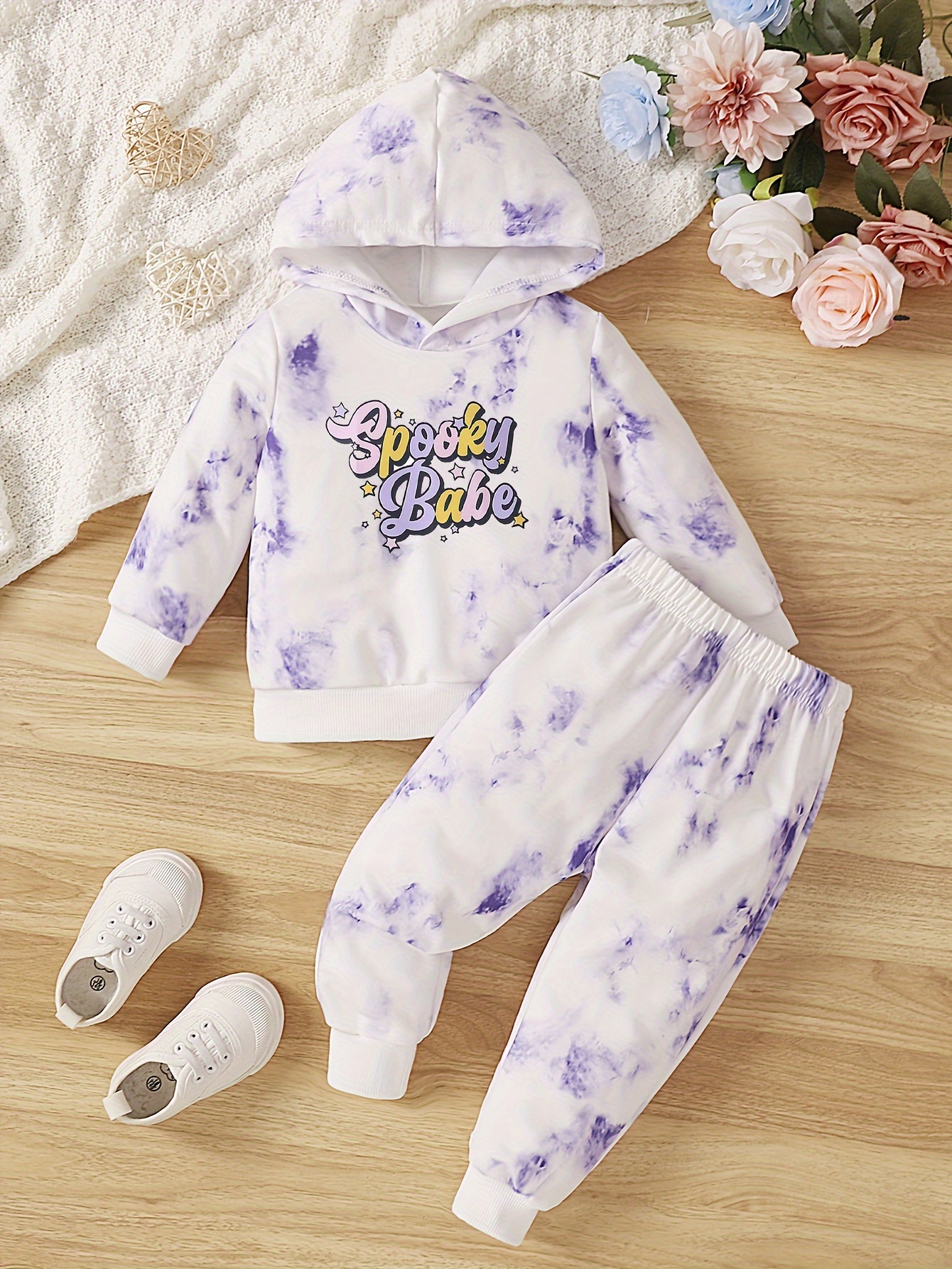Toddler Baby's Cute Spooky Graphic Hoodie Trousers Set - Temu