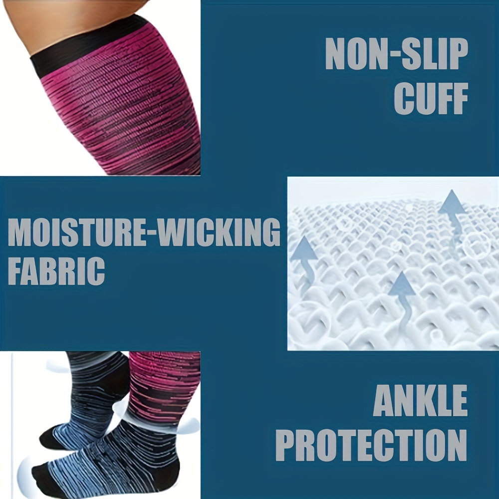 4 Pairs Plus Size Compression Stockings 10-15 mmHg Extra Wide Calf