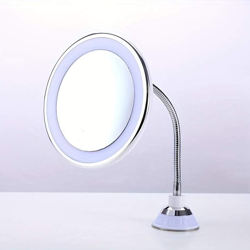 LED beleuchteter Schminkspiegel mit Saugnapf und Schwanenhals, flexibel,  360 Grad verstellbar, beleuchteter Vergrößerungsspiegel, Kosmetikspiegel  für Zuhause