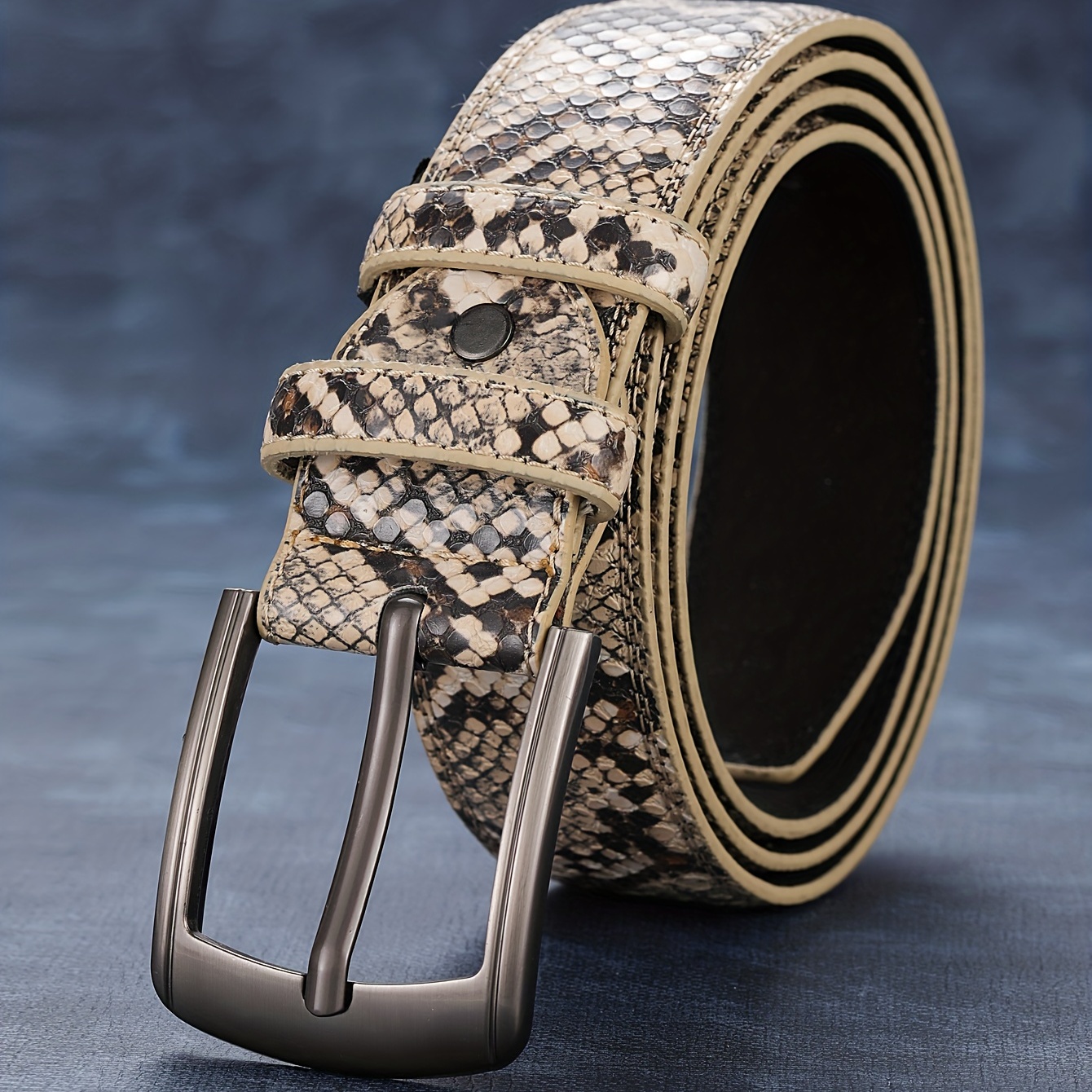 Men Khaki Pattern Pin Buckle Belt