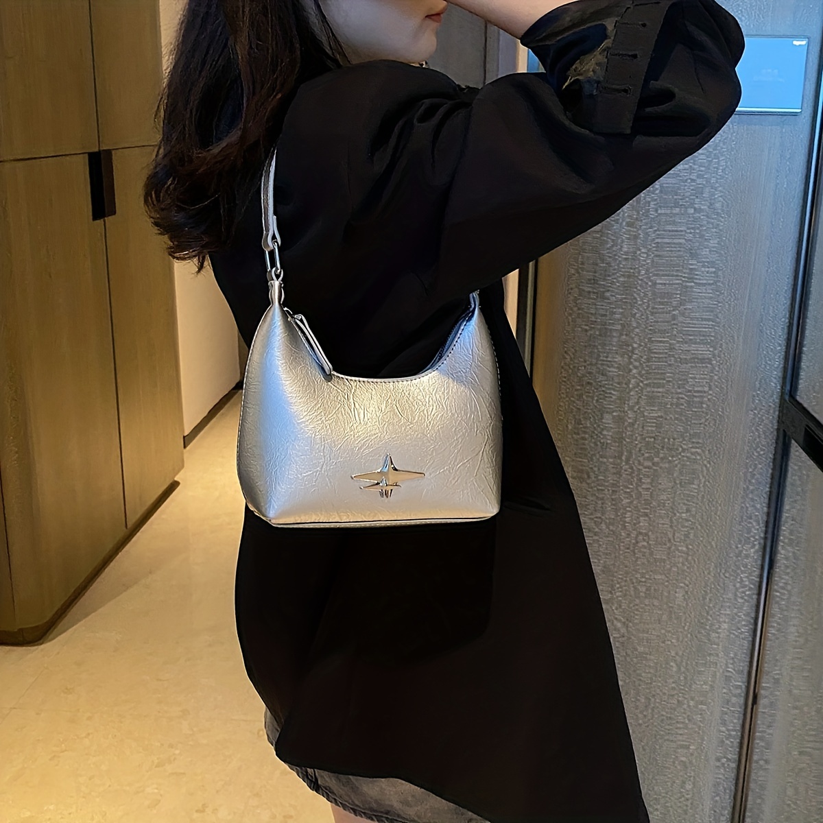 Mini Star Decor Crescent Bag, Trendy Niche Shoulder Bag, Women's Stylish Y2k  Handbag & Purse - Temu