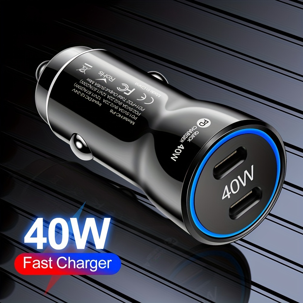 

40w Dual Pd Usb Type C Fast Charging Car Phone Adapter Quick Charge 3.0 Car Lighter