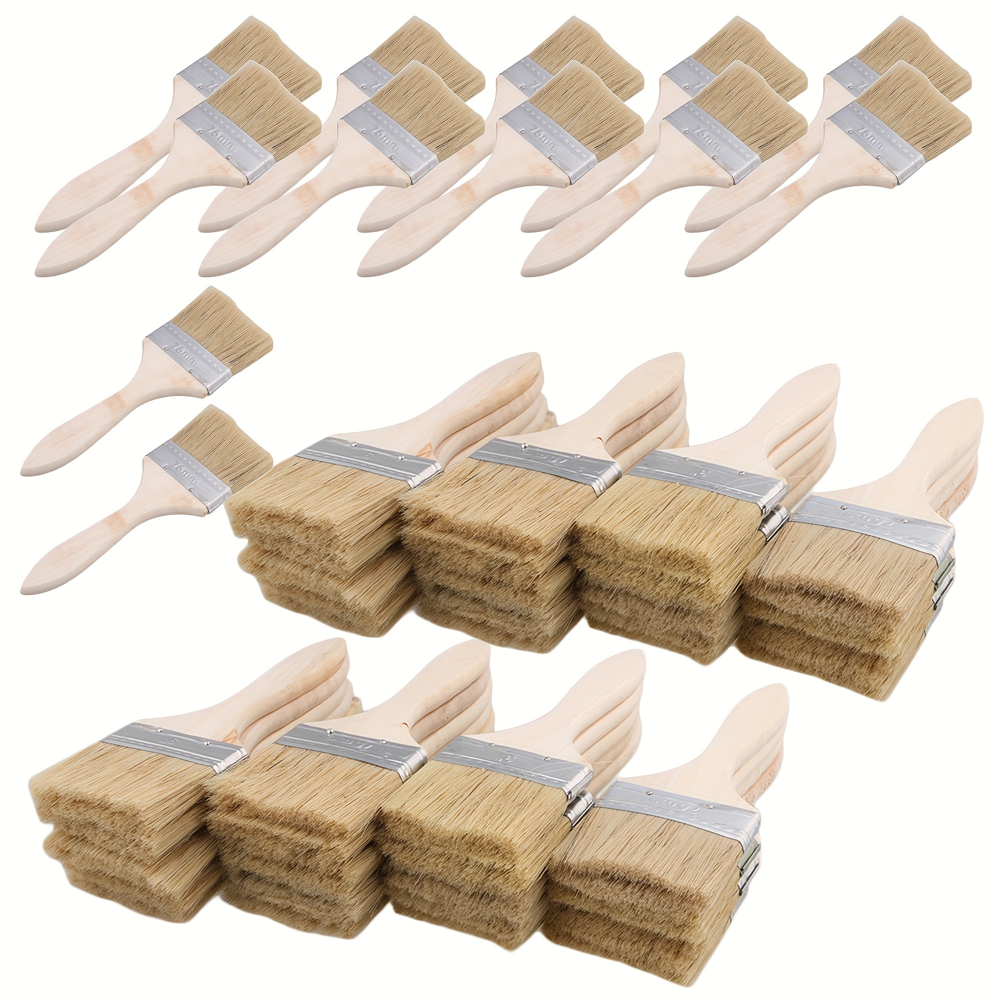 

50pcs Of Thin Handle Paint Brushes, 3 Inches