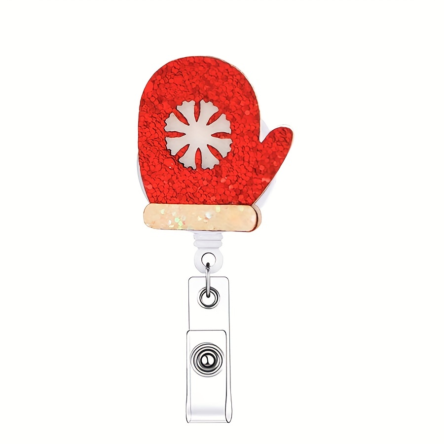 1pc Christmas Badge Reels Retractable Christmas ID Name Holder with Clip Name Badges Santa Claus Snowman Name Badge Holder with Swivel Clip for