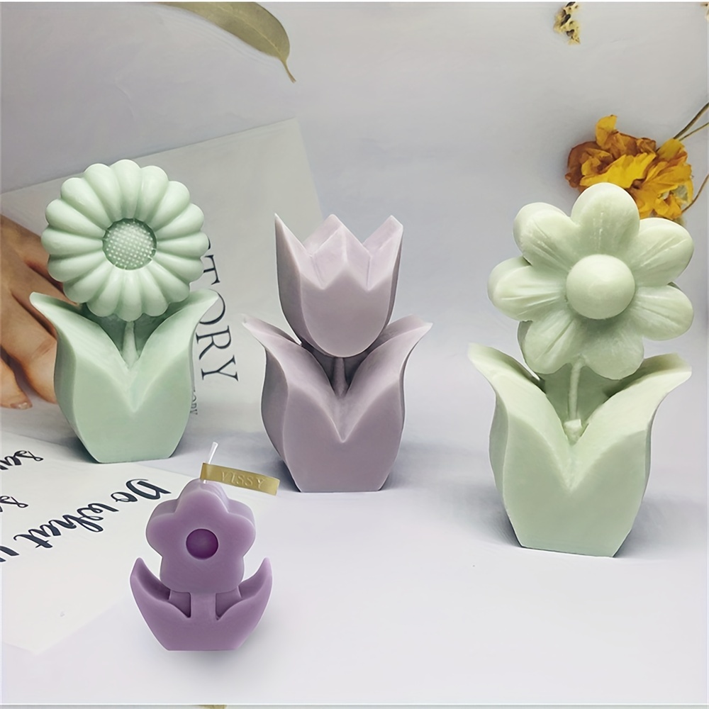 3d Aromatherapy Candle Silicone Mold Cute Tulip Flower Shape - Temu