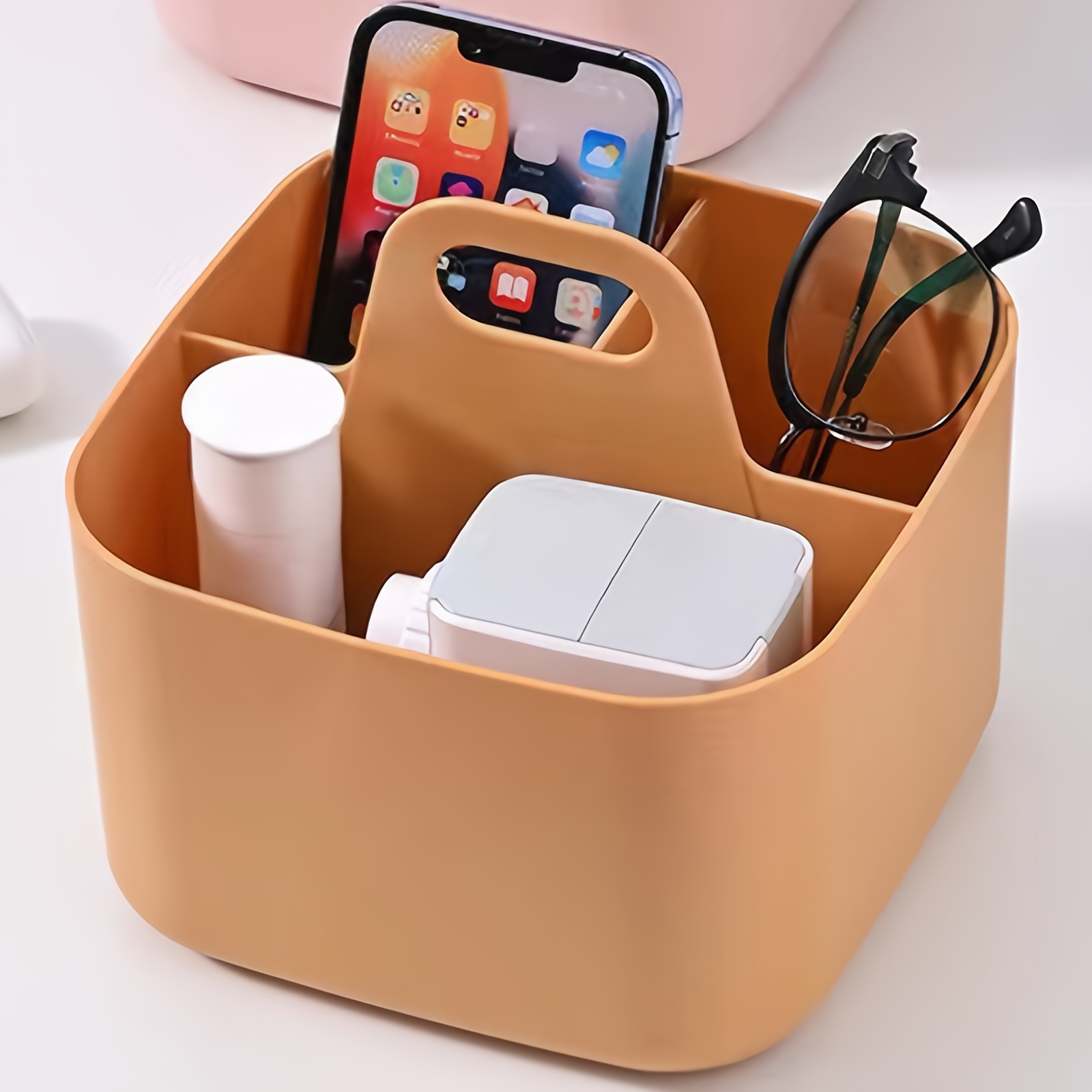 Caddy Organizer Stackable Plastic Storage Box With Handle - Temu