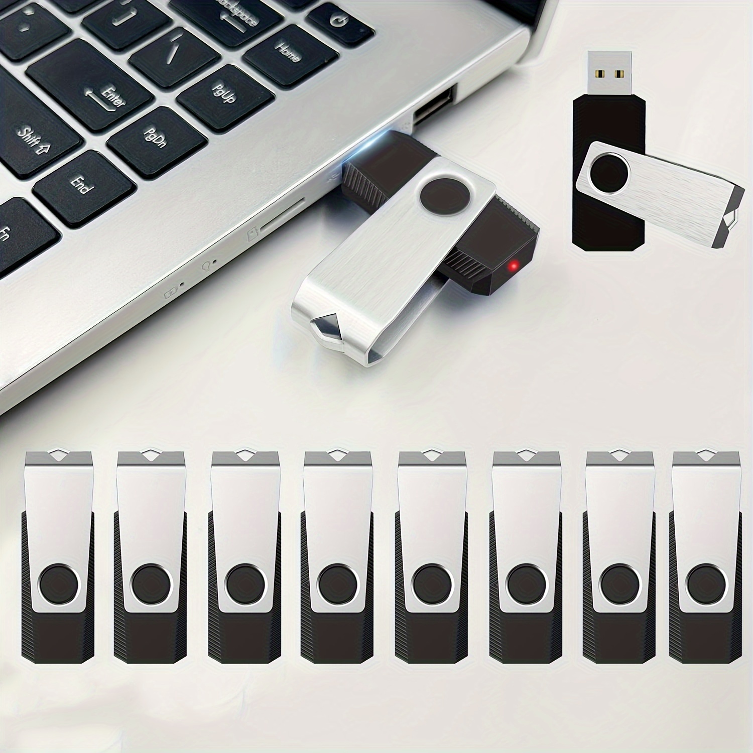 8GB USB Flash Drives 5 Pack 8GB Thumb Drives Memory Stick Jump Drive with  LED Light for Storage and Backup (5 Colors: Black Blue Green Red Silver)