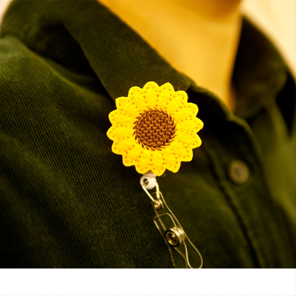 Sunflower Badge Holder Beads Id Card Holder Gift Badge Reel Doctor