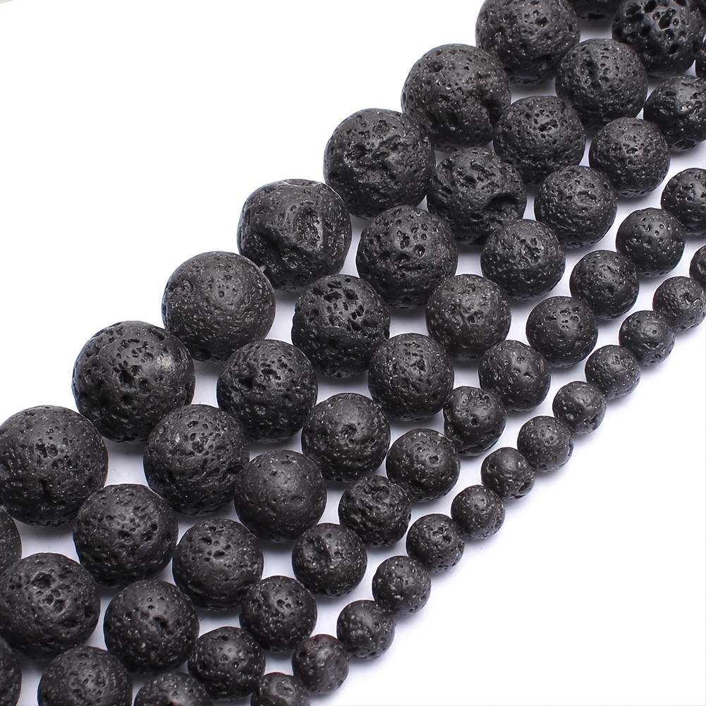 Natural Black Volcanic Lava Stone Round Beads Pick Size - Temu Canada