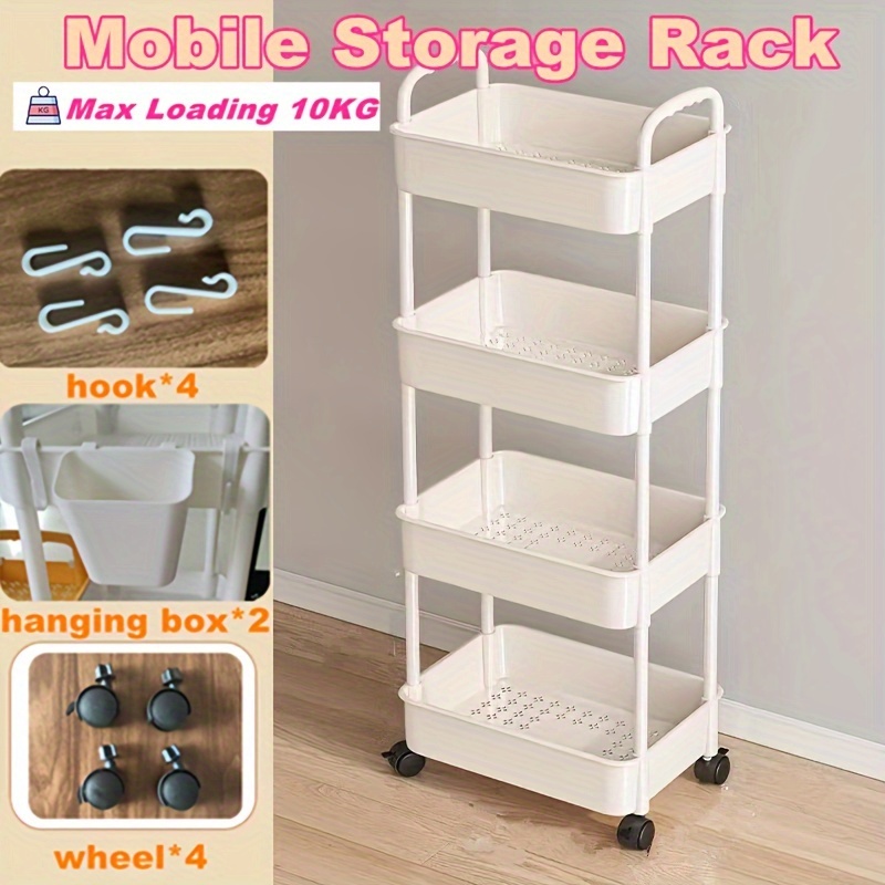 Small Trolley Shelf Floor Mount Storage Rack With Wheels - Temu