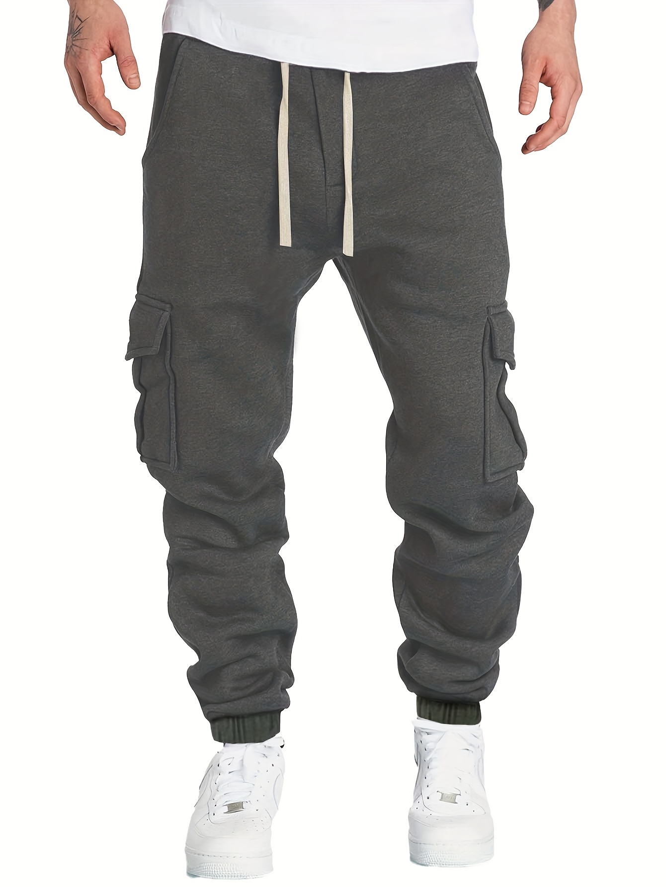 Solid Drawstring Sweatpants Loose Fit Pants Men's Casual - Temu