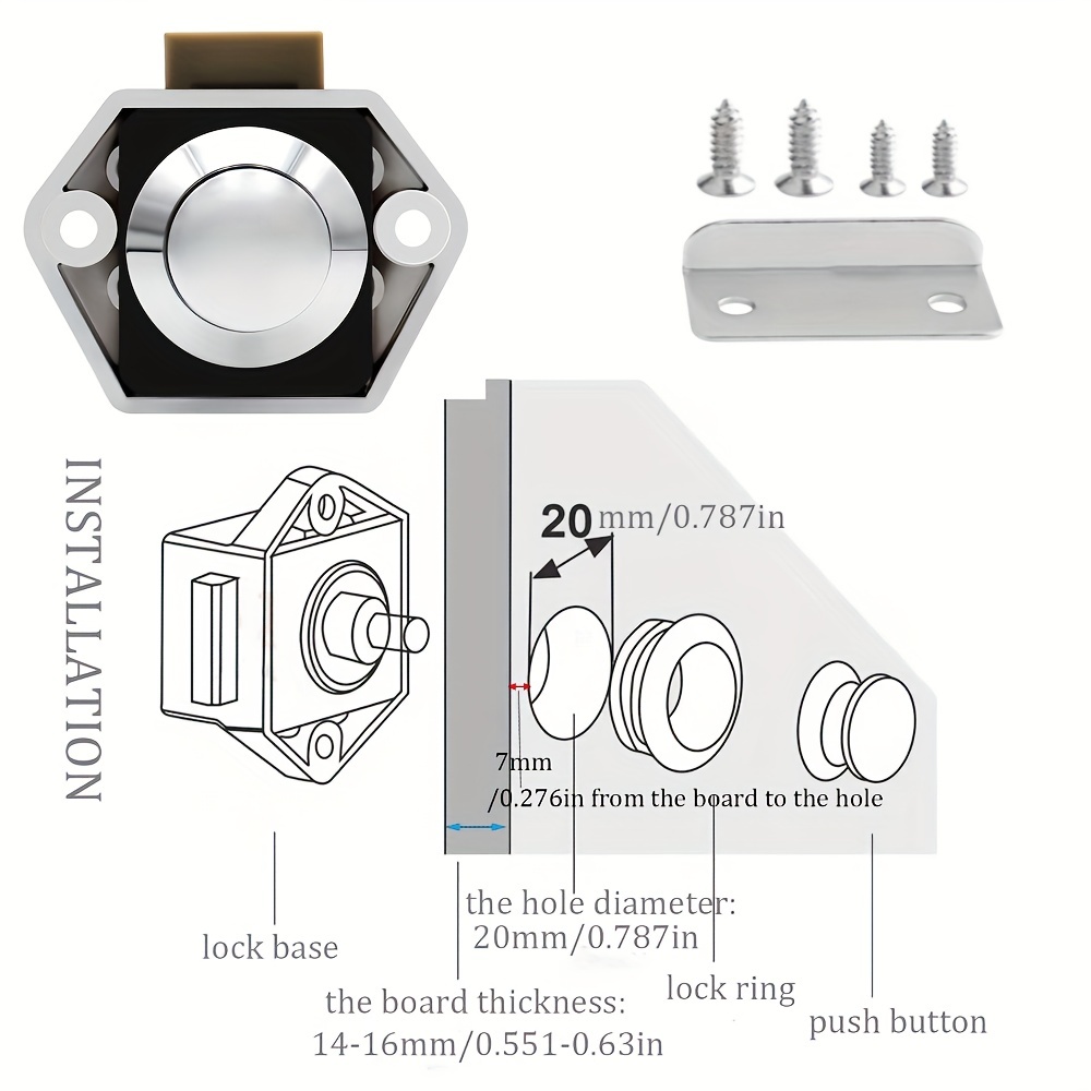 Rv Push Button Cabinet Latch Keyless Cabinet Locks Rv Yachts - Temu