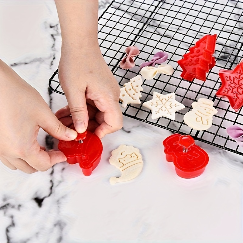 Christmas Cookie Plunger Cutters Plastic Fondant Cutters - Temu