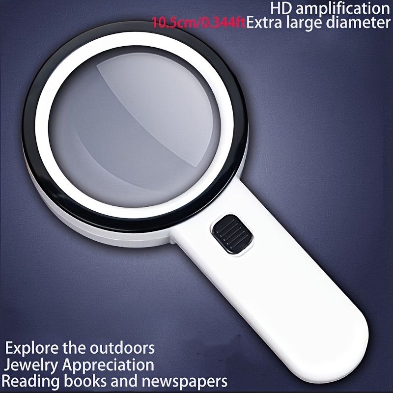 1pc Magnifying Glass With Light Double Glass Lens Handheld - Temu