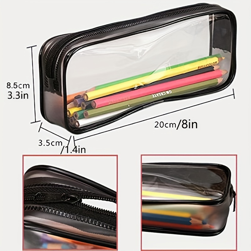 2 Pcs Transparent PVC Fermeture Éclair Crayon Sac Articles - Temu Belgium