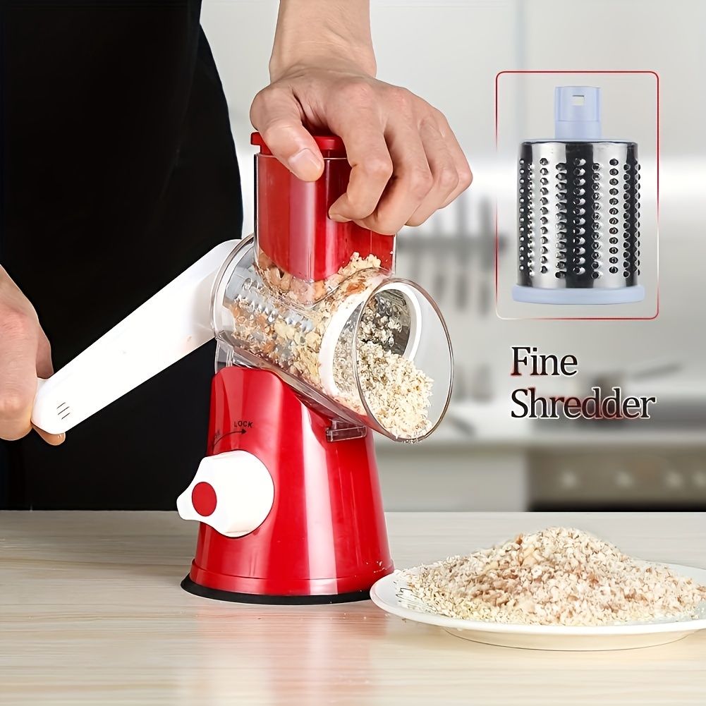 3 in 1 Cheese Grater with Handle Rotary Cheese Slicer with 3 Drum