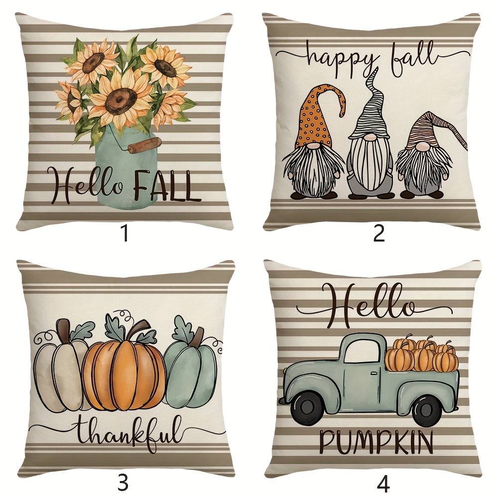 Autumn Thanksgiving Pillow Cases Cotton Linen Cushion Case Pumpkin Cushion  Cover Fall Farmhouse Home Party Decor