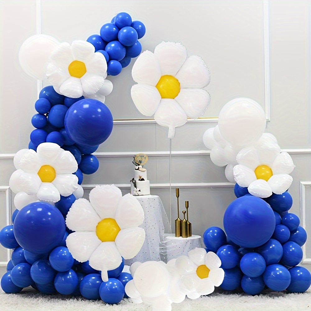 Arche Ballon Anniversaire Bleu, 106Pcs Kit Guirlande Décoration de