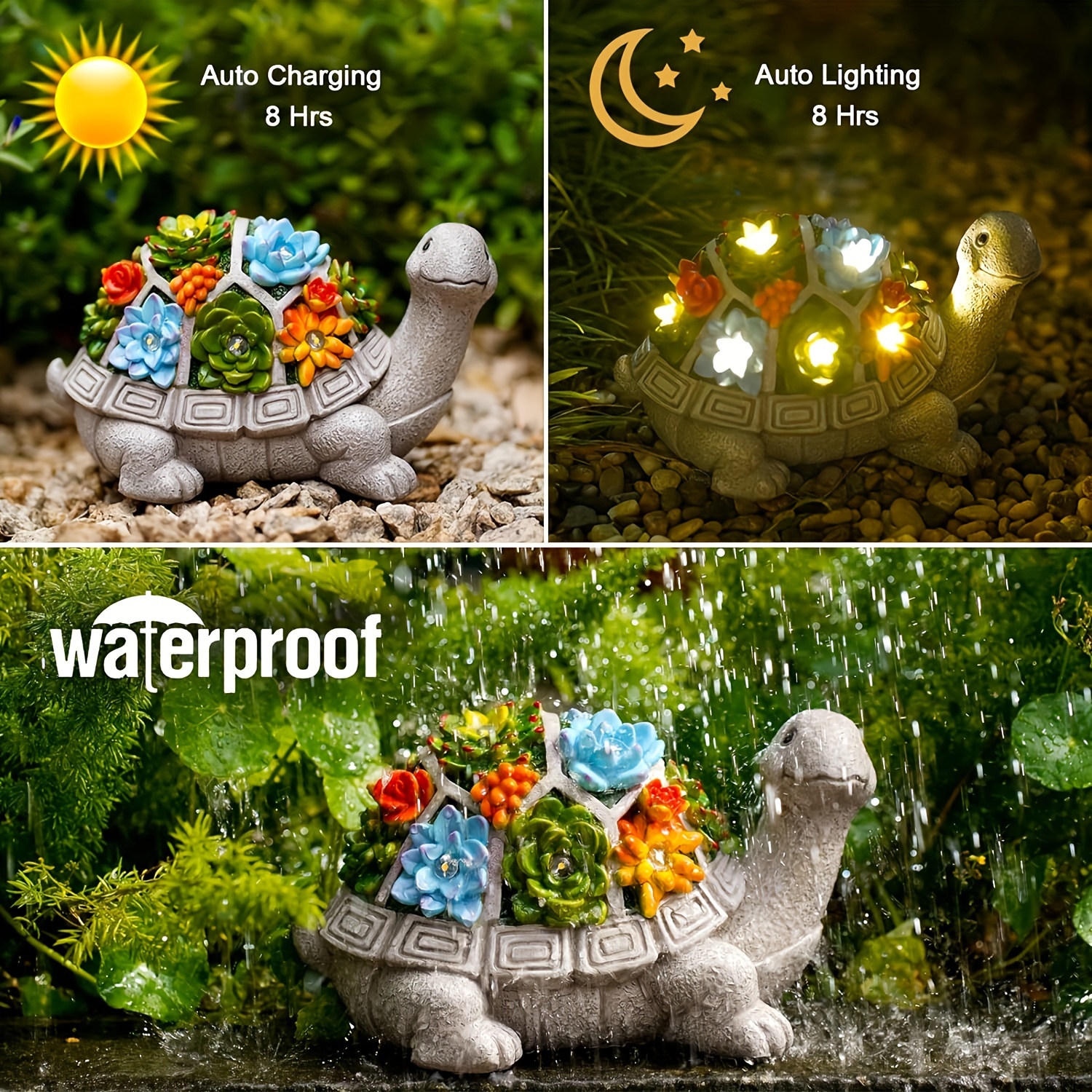 Turtle Sculpture Solar Light Solar Powered Garden Statue - Temu