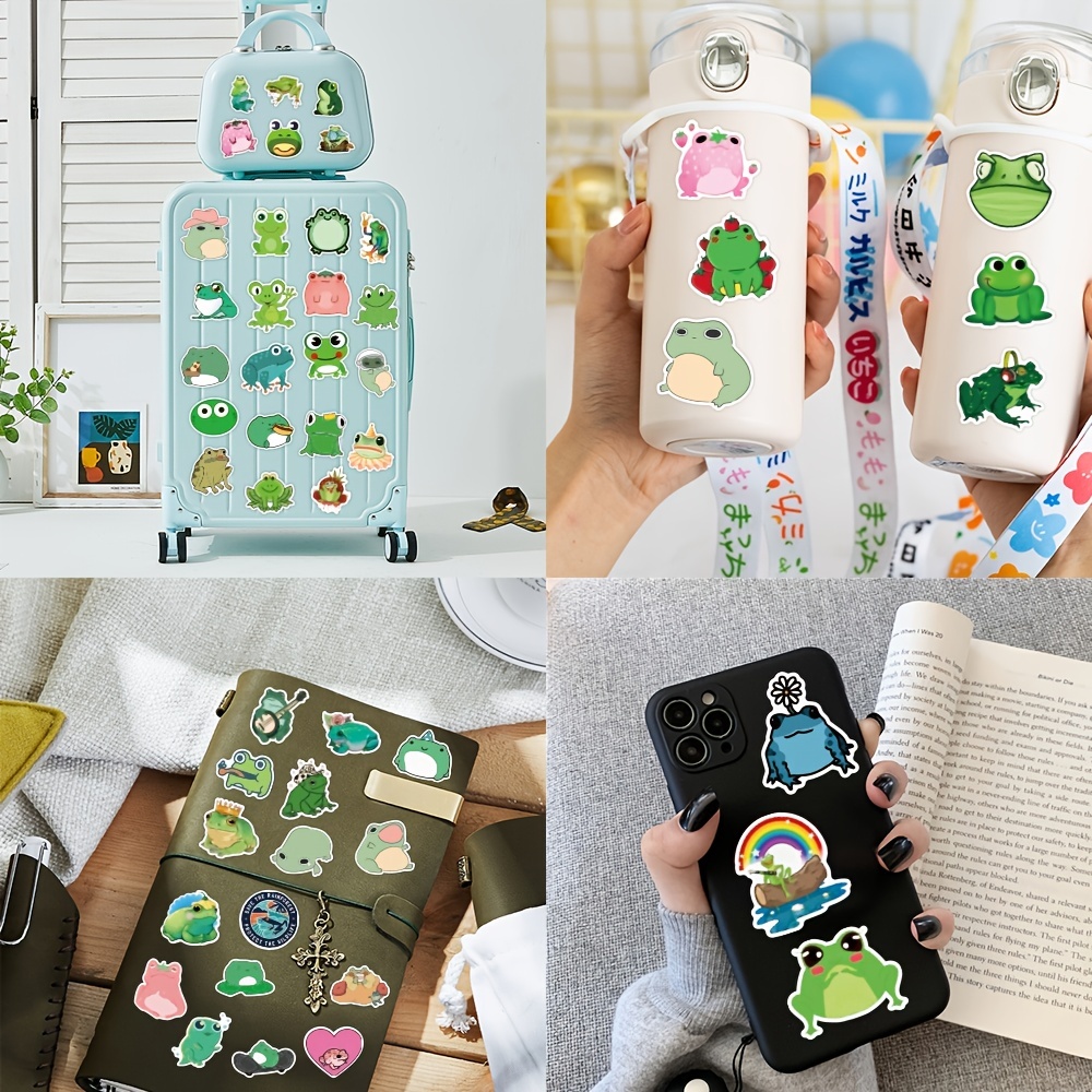 500pcs Frog Stickers Roll Cute Aesthetic Vinyl Stickers For Laptop, Guitar,  Skateboard, Luggage, Gift For Frog Lovers Teen Birthday Party